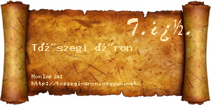 Tószegi Áron névjegykártya